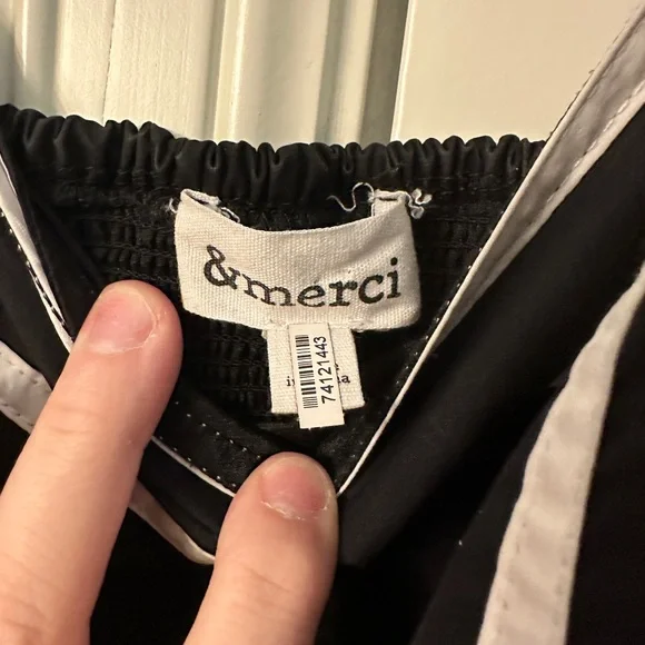 &Merci Tie Strap Midi Dress - Black and White - Picture 2 of 2